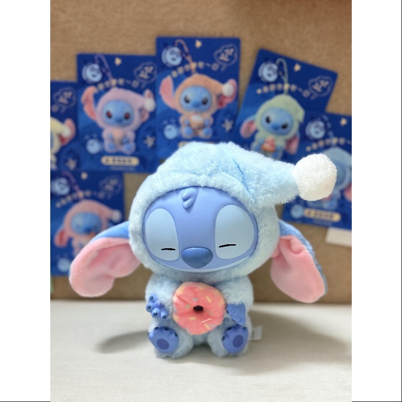 Disney Stitch Eat Something Before Sleep Series Vinyl Plush Pendant Doughnut