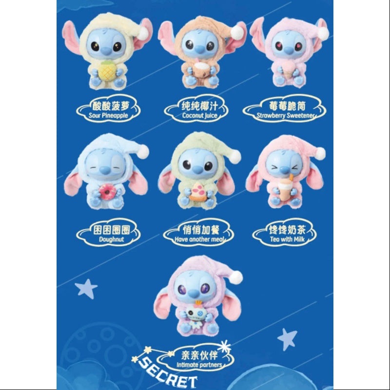 Disney Stitch Eat Something Before Sleep Series Vinyl Plush Pendant Whole Set Brand New With Plastic