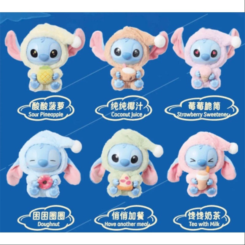 Disney Stitch Eat Something Before Sleep Series Vinyl Plush Pendant Whole Set Opened