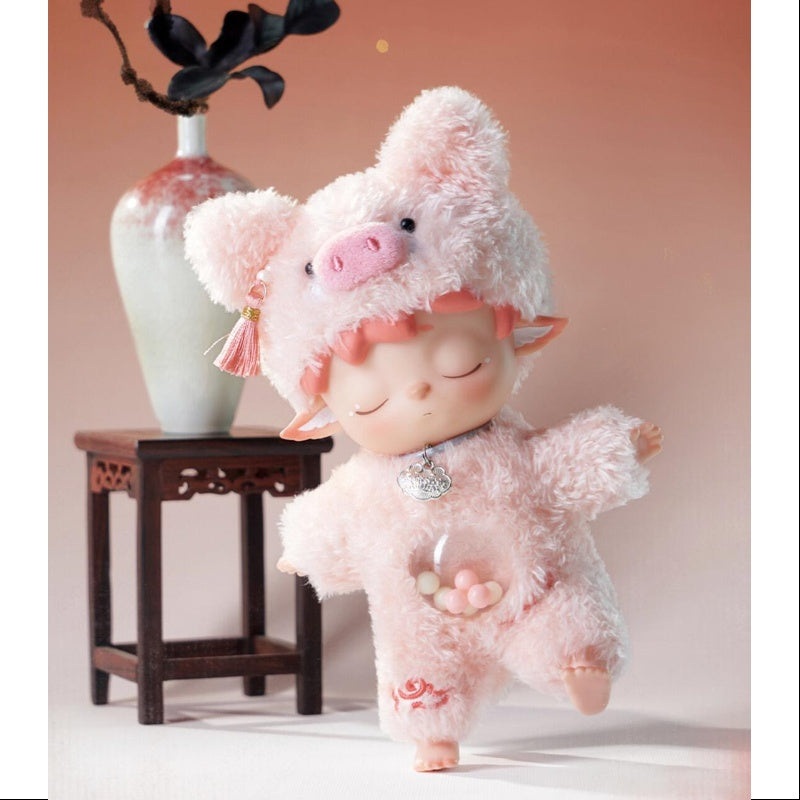 MIMI Leisurely Elf Series Vinyl Plush Pendant Chubby Pink Pig