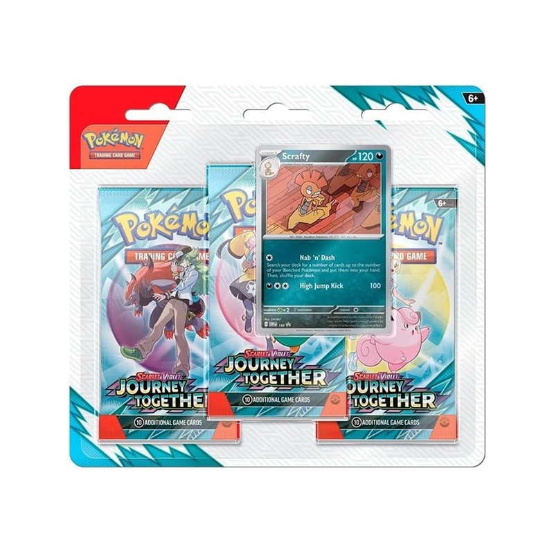 Pokemon TCG: Journey Together Blister Booster Packs (3) – Scrafty Foil Promo