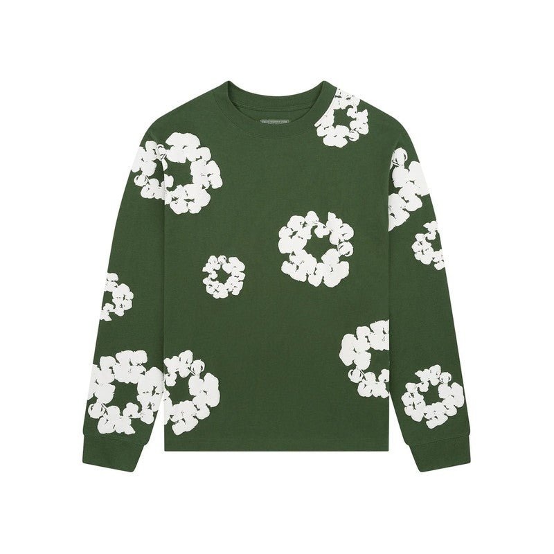 Denim Tears Long Sleeve Cotton Wreath T-shirt Green
