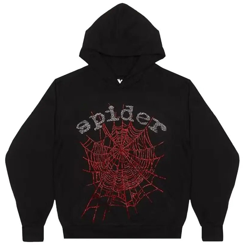 Sp5der Rhinestone OG Web V2 Hoodie ‘Black’ (FW24)