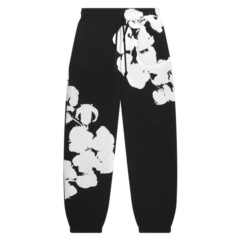 Denim Tears Big Cotton Wreath Sweatpants ‘Black’