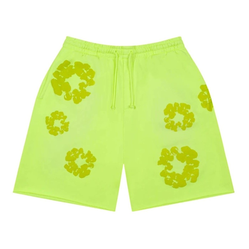 Denim Tears Mono Cotton Wreath Sweat Shorts Neon Green