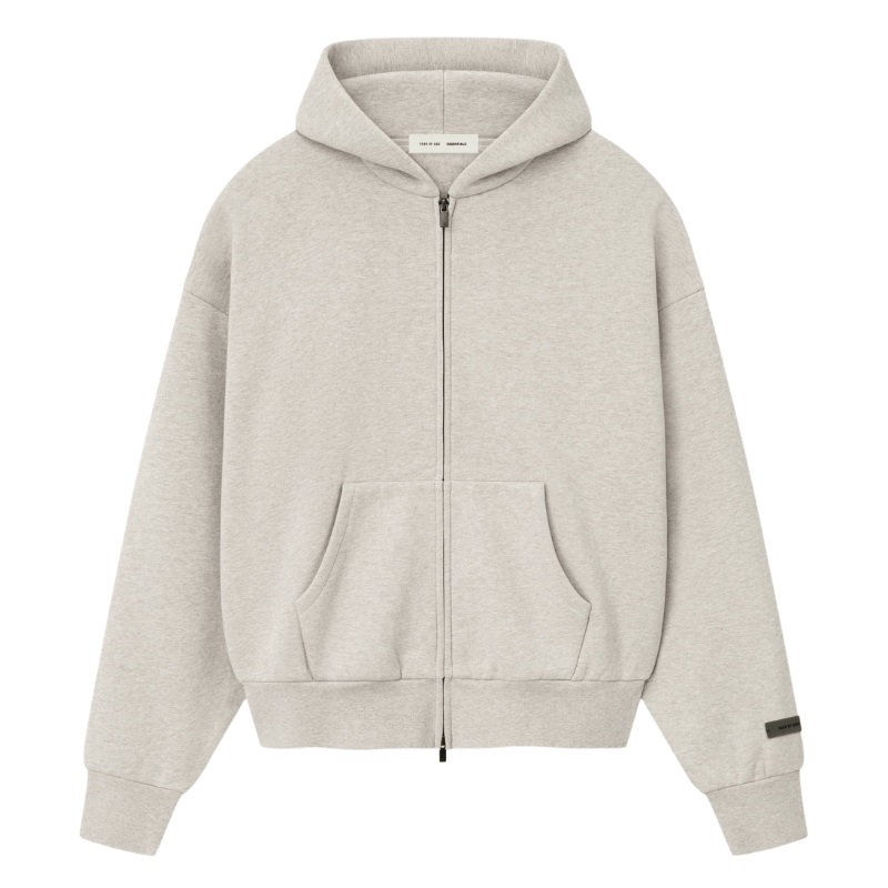 Fear of God Essentials Classic Full Zip Hoodie Heather Stone (2025)