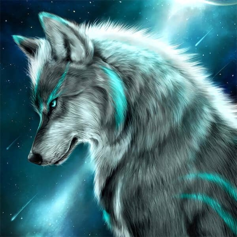 Studio Art Diamond Paintings Full Gem Coverage “Blue Wolf” (40cm x 40cm)