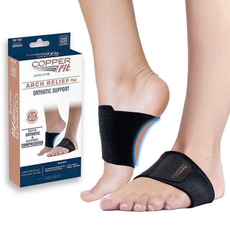 Copper Fit Arch Relief Plus Orthotic Support Foot Compression Bands (1 Pair)