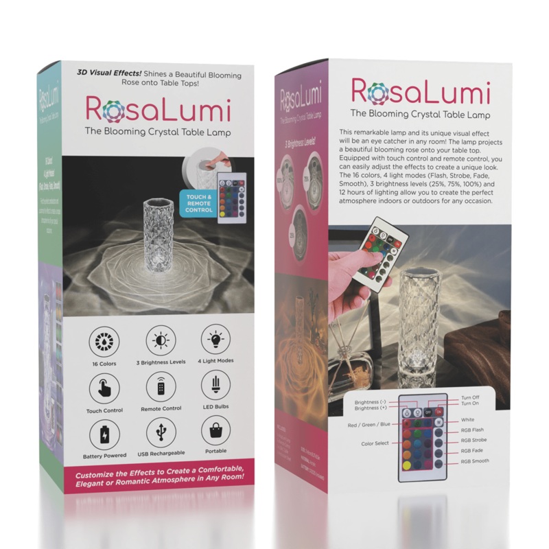 The RosaLumi LED Crystal Rose Table Lamp (16 Color Modes)