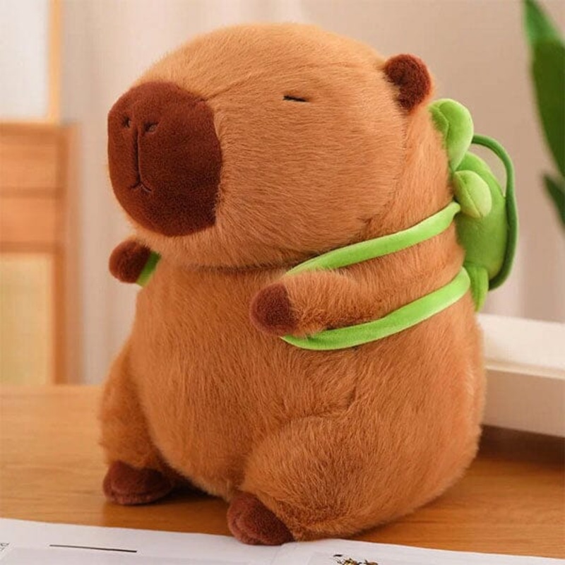 Capybara 9″ Kawaii Plush Toy with Turtle Backpack