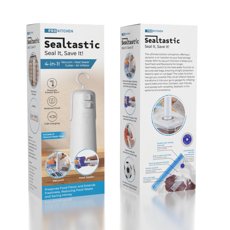 ProKitchen Sealtastic – 4-in-1 Food Vacuum Sealer with built-in heat sealer