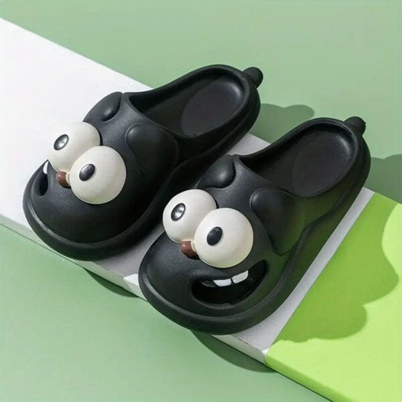 Shhhandals Cartoon Dog Unisex Anti-Slip Foam Cloud Slides – Black (Multiple Sizes)