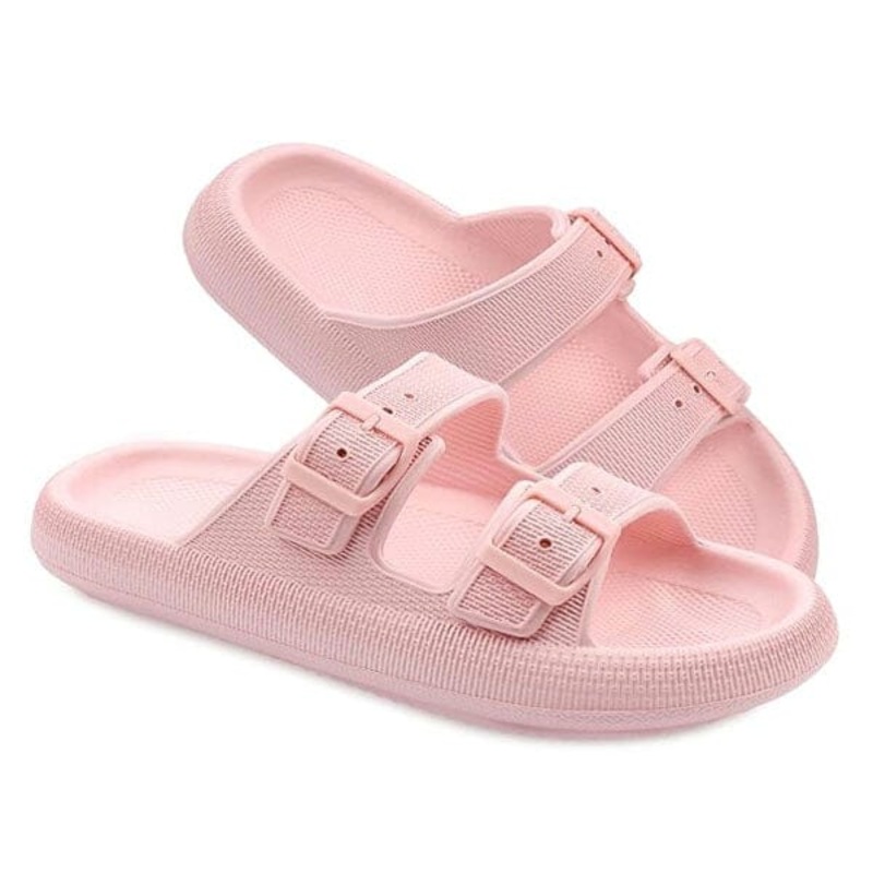 Shhhandals Unisex Adjustable Anti-Slip Buckle Cloud Slides – Pink (Multiple Sizes)