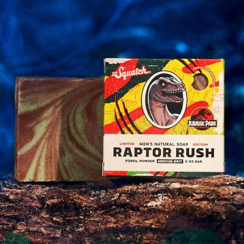 Dr. Squatch Jurassic Park Raptor Rush All-Natural Bar Soap For Men (1pc) Limited Edition