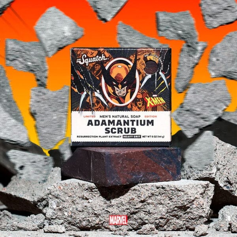 Dr. Squatch Marvel X-Men Adamantium Scrub All-Natural Bar Soap For Men (1pc) Limited Edition