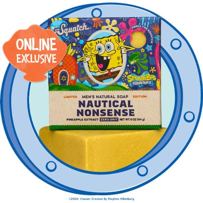 Dr. Squatch SpongeBob Nauticaul Nonsense All-Natural Bar Soap For Men (1pc) Limited Edition