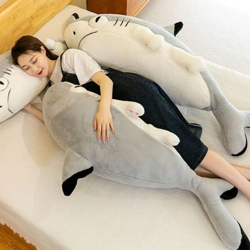 Extra Long Animal Plush Toy 4.5ft Body Pillow – Shark Kitten