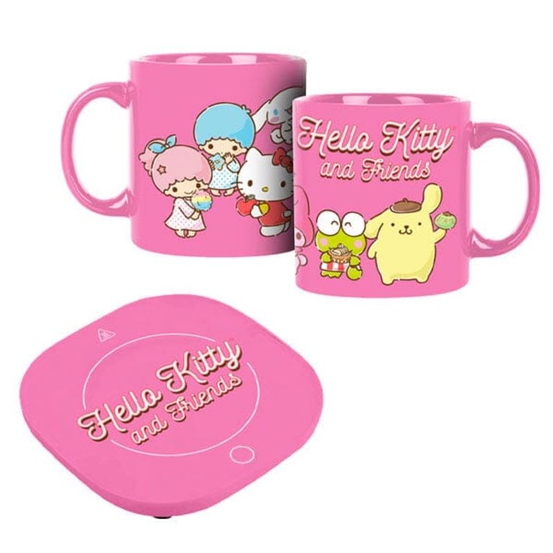 Sanrio 50th Anniversary Hello Kitty and Friends 12oz Pink Mug & Mug Warmer Set ” Exclusive”