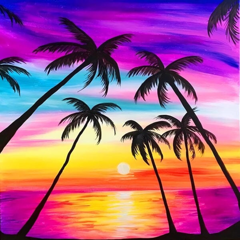 Studio Art Diamond Painting Full Coverage “Tropical Sunset” (40cm x 40cm)