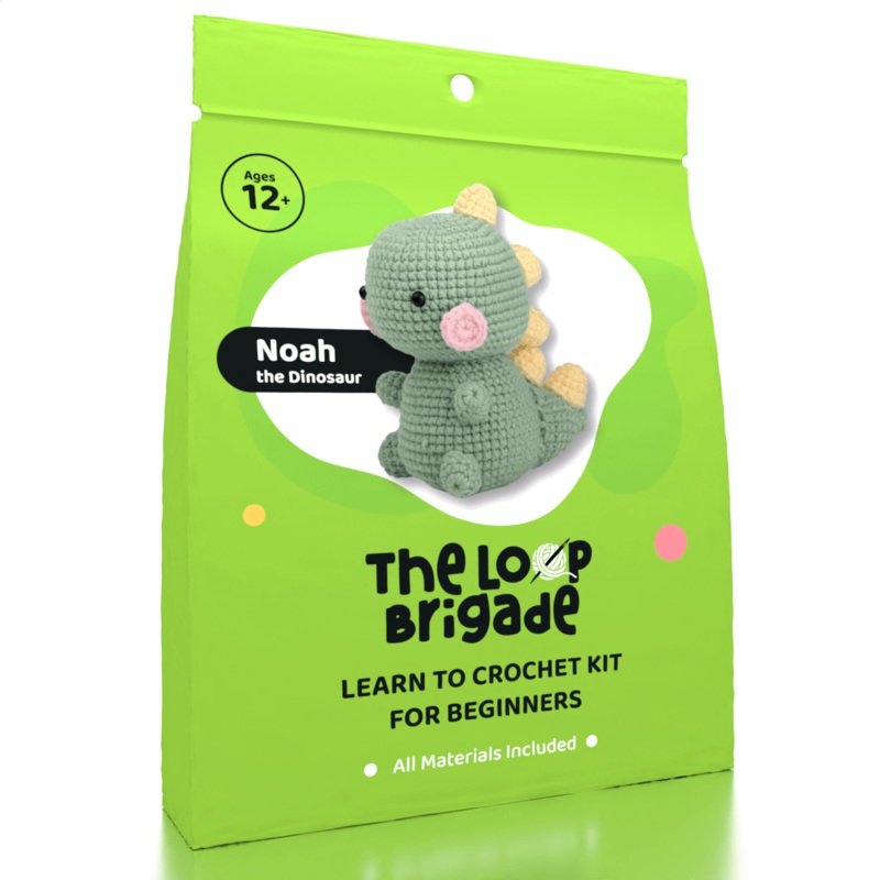 The LOOP Brigade: DIY Mini Crochet Plush Toy Complete Kit For Beginners – Noah the Dinosaur