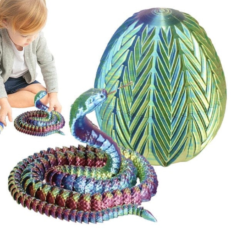 3D Printed Snake Scale Egg Fidget Toy with Egg Included (Multiple Colors)