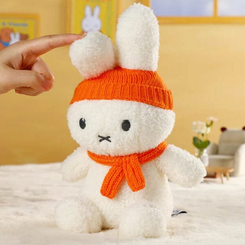 Dutch Miffy 9″ Plush Toy in Matching Orange Knit Hat & Scarf