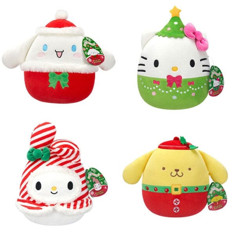 Squishmallows Super Soft Plush Toys 8″ Hello Kitty Christmas Squad 2024 Assortment A (Characters Ship Assorted)
