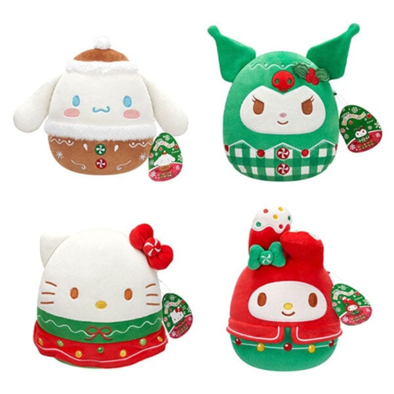 Squishmallows Super Soft Plush Toys 8″ Hello Kitty Christmas Squad 2024 Assortment B (Characters Ship Assorted)