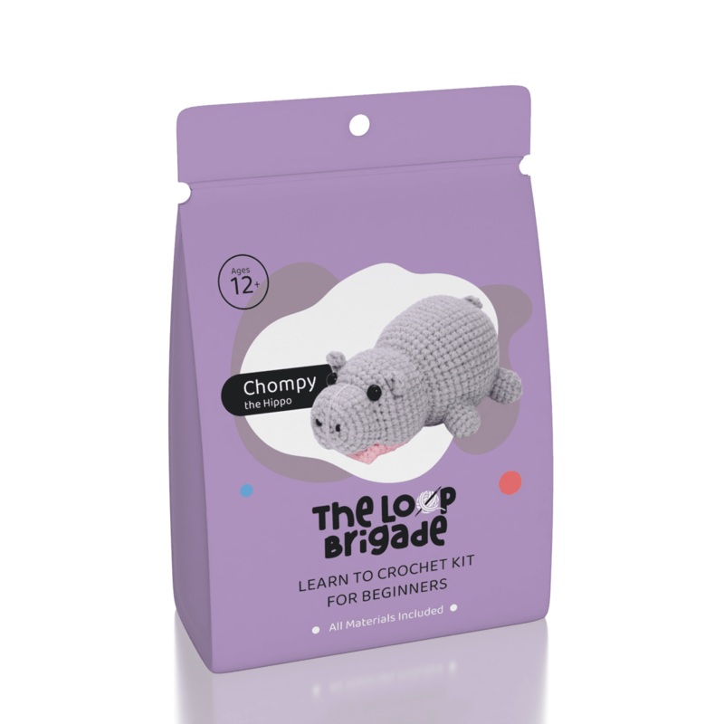 The LOOP Brigade: DIY Mini Crochet Plush Toy Complete Kit For Beginners – Chompy the Hippo
