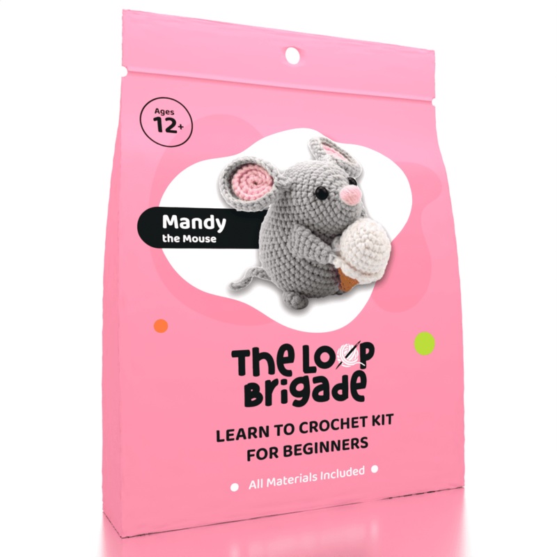 The LOOP Brigade: DIY Mini Crochet Plush Toy Complete Kit For Beginners – Mandy the Mouse