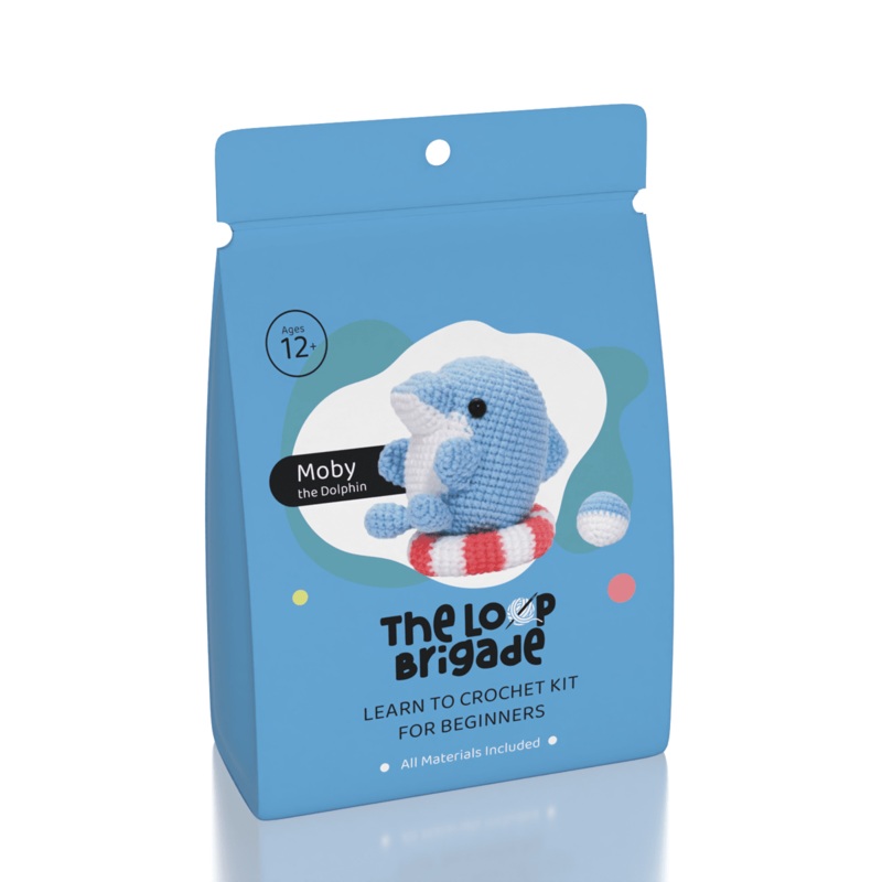 The LOOP Brigade: DIY Mini Crochet Plush Toy Complete Kit For Beginners – Moby the Dolphin