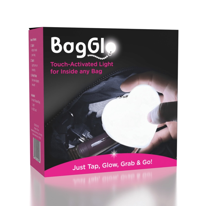 BagGlo Heart-Shaped Automatic LED Purse Light Keychain