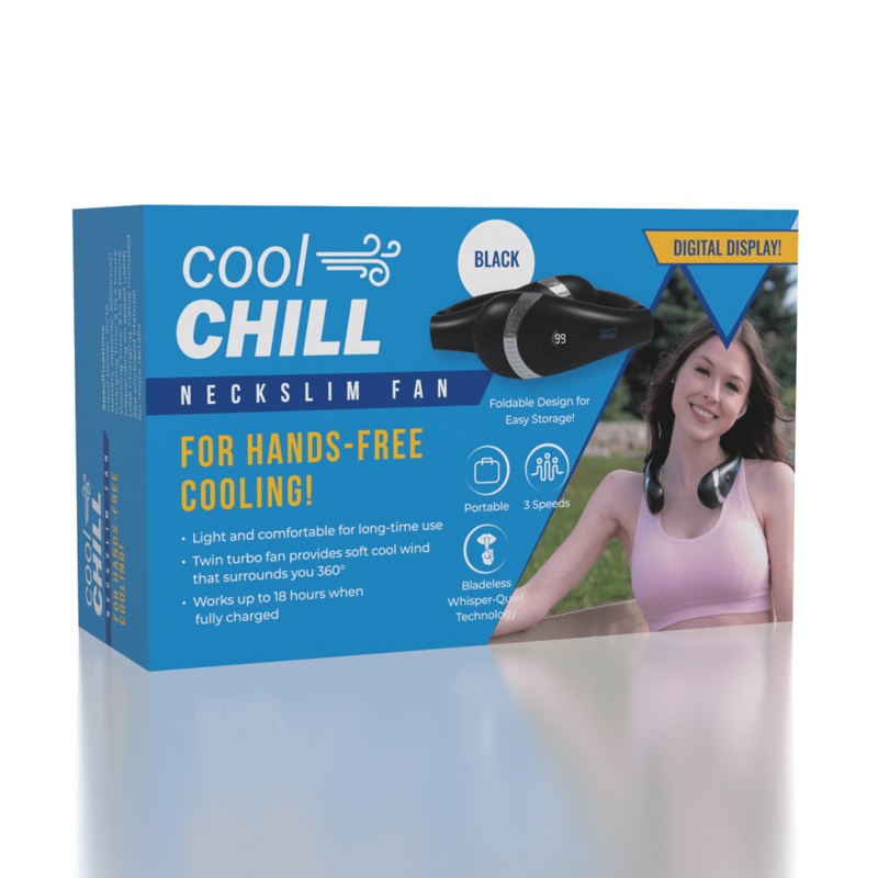 Cool Chill: Foldable NeckSlim Fan With Digital Display in Black