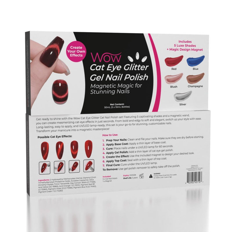Wow Cat Eye Glitter Gel Nail Polish (5 pcs)