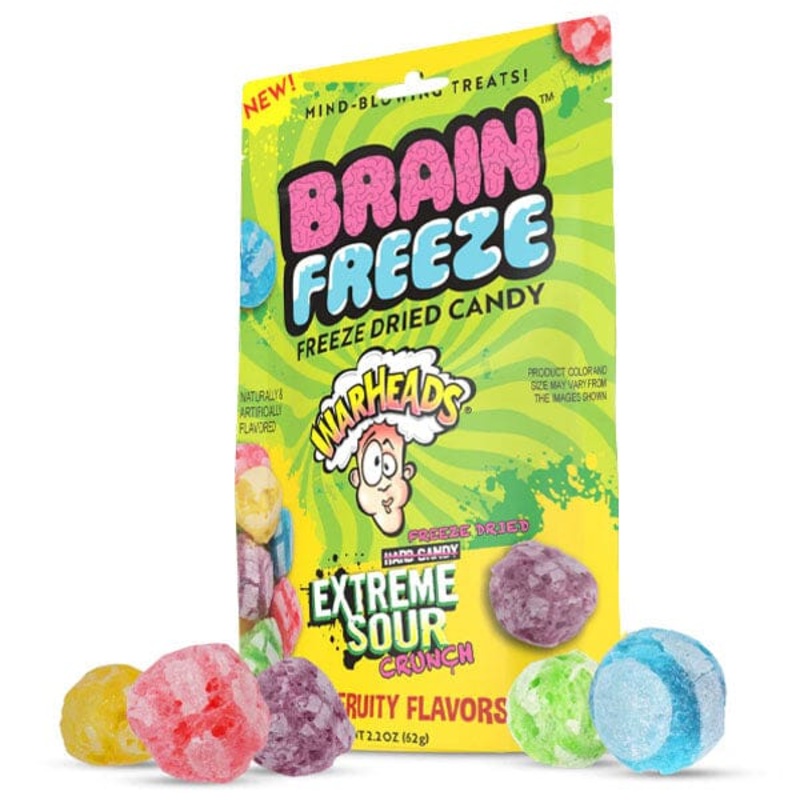 Brain Freeze x Warheads: Extreme Sour Crunch Freeze Dried Candy (2.2oz) Mixed Fruit Flavor