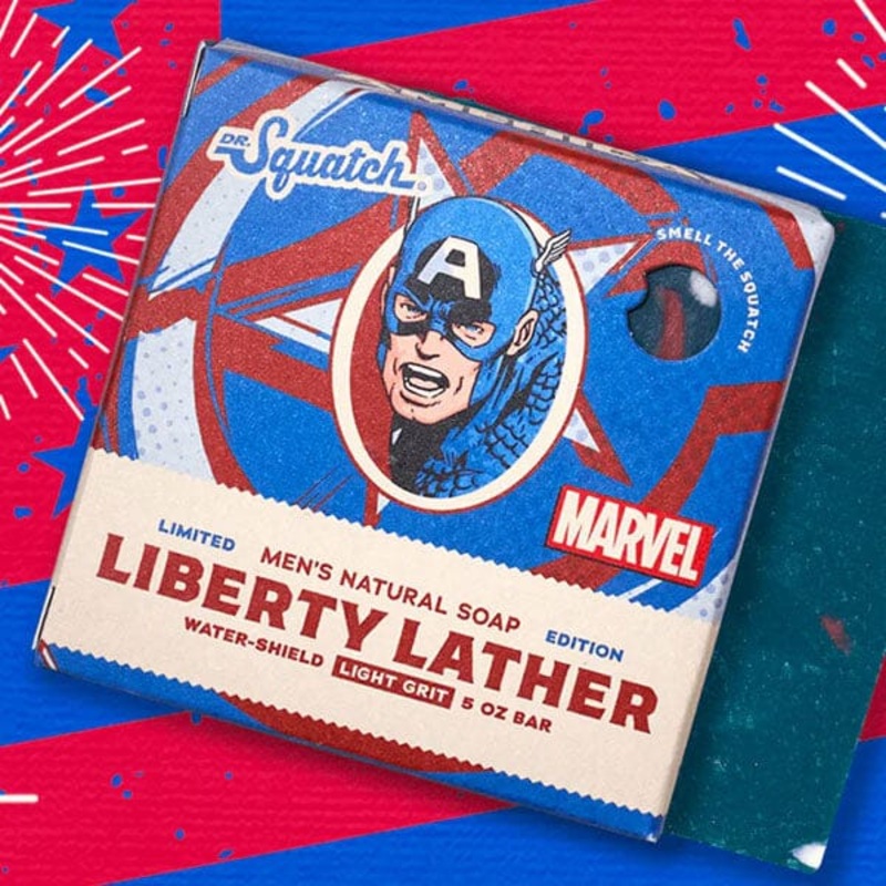 Dr. Squatch x Marvel All-Natural Bar Soap For Men – Captain America Liberty Lather