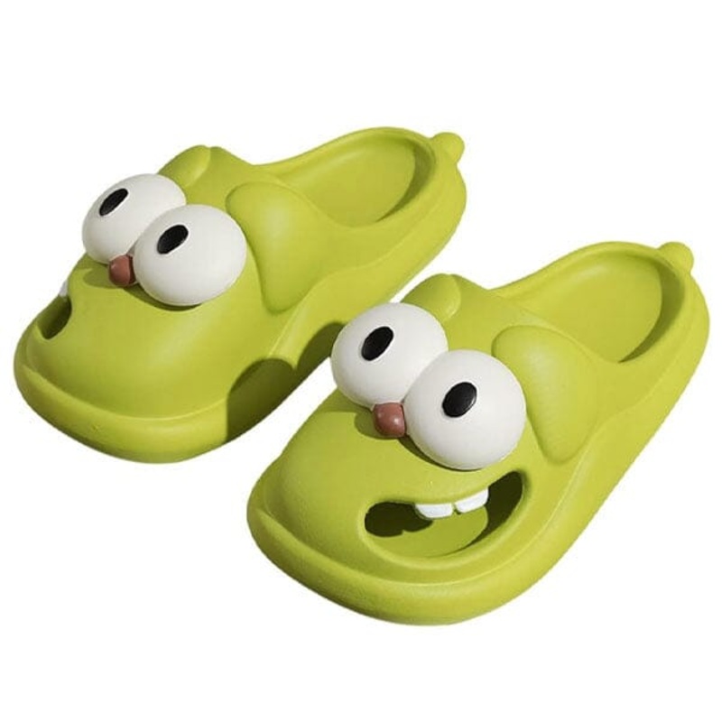 Shhhandals Cartoon Dog Unisex Anti-Slip Foam Cloud Slides – Green (Multiple Sizes)