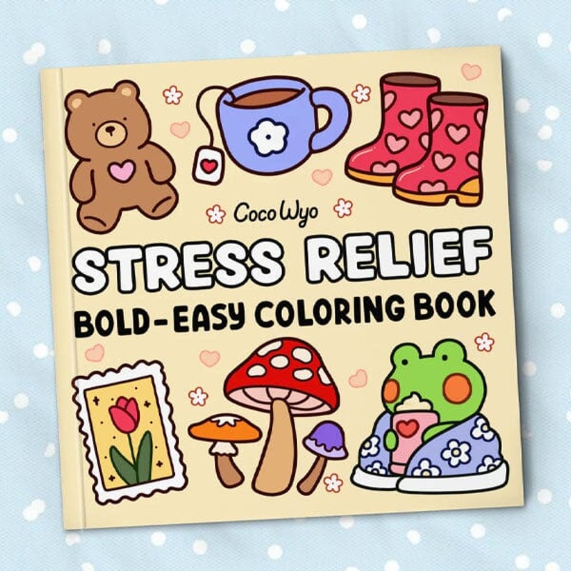 “Stress Relief” Coloring Book: Cozy Space Coloring by Coco Wyo (52 Pages)