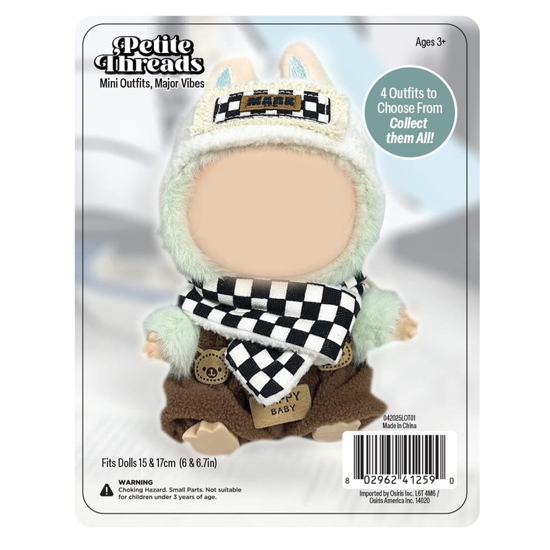 Petite Threads: Brown Pants & Checkered Scarf for Dolls