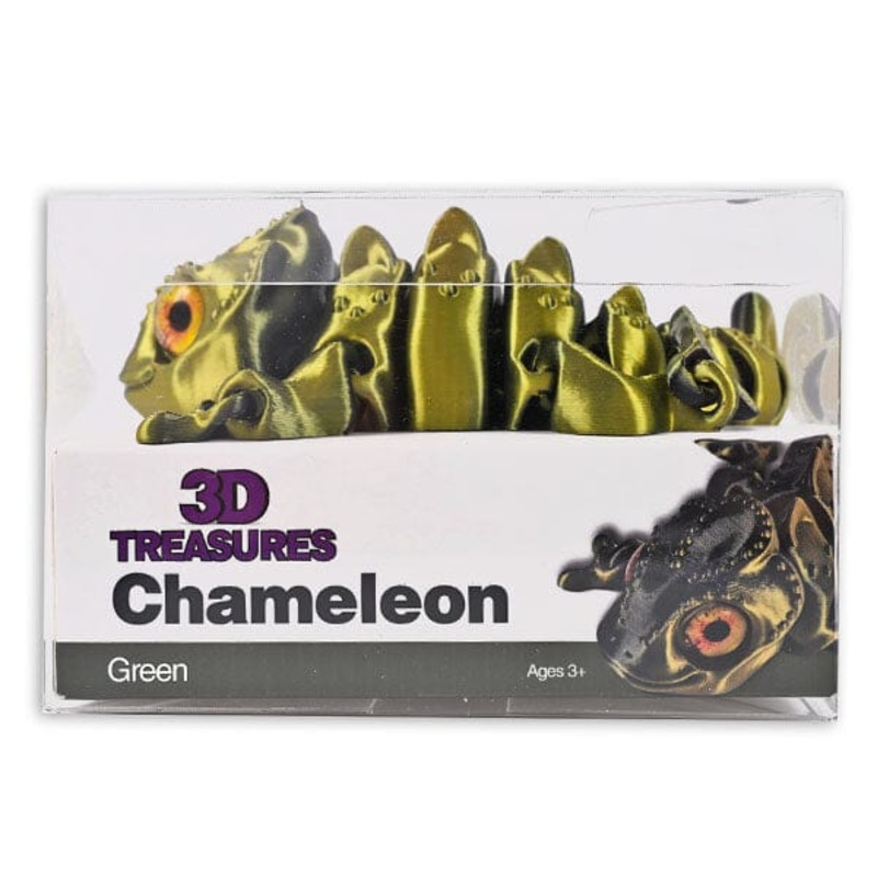 3D Treasures 3D-Printed Articulated Chameleon Fidget Toy (Multiple Colors)