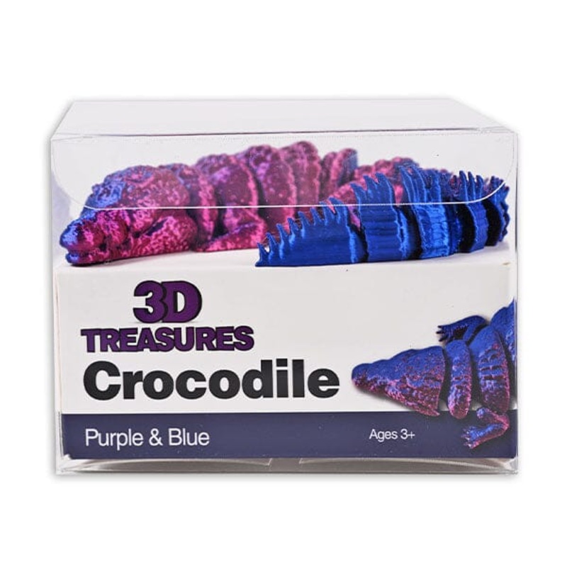 3D Treasures 3D-Printed Articulated Crocodile Fidget Toy (Multiple Colors)