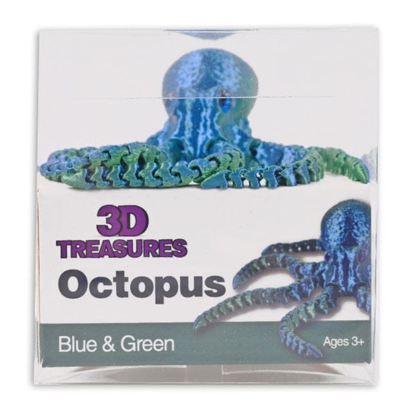 3D Treasures 3D-Printed Articulated Octopus Fidget Toy (Multiple Colors)