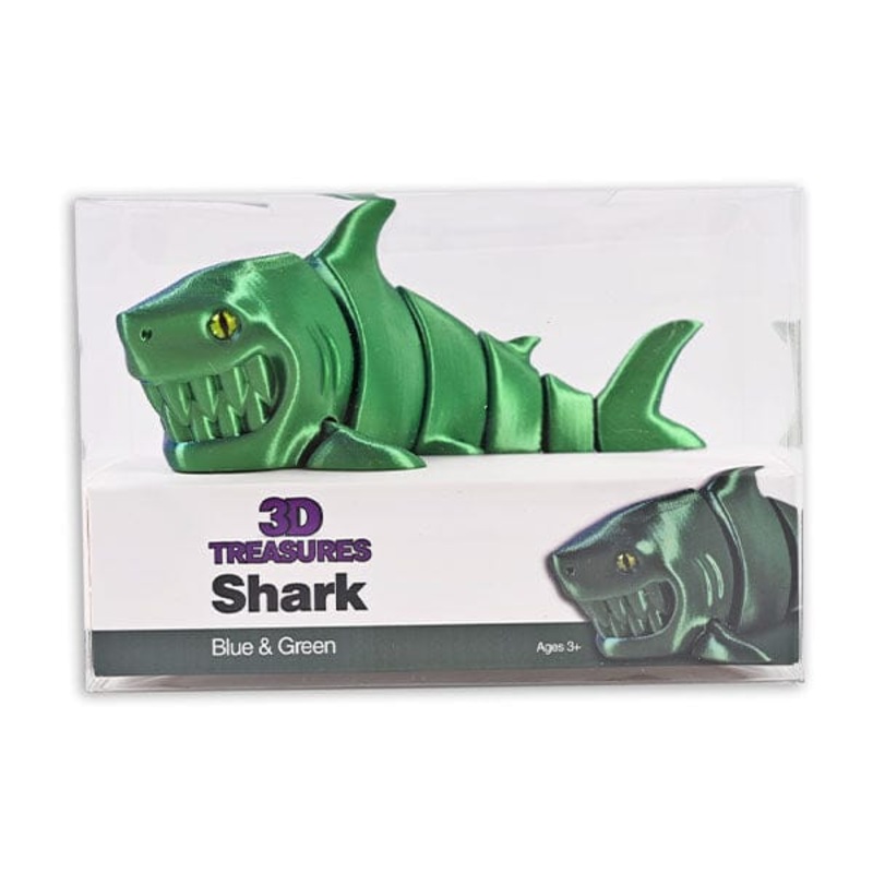 3D Treasures 3D-Printed Articulated Shark Fidget Toy (Multiple Colors)
