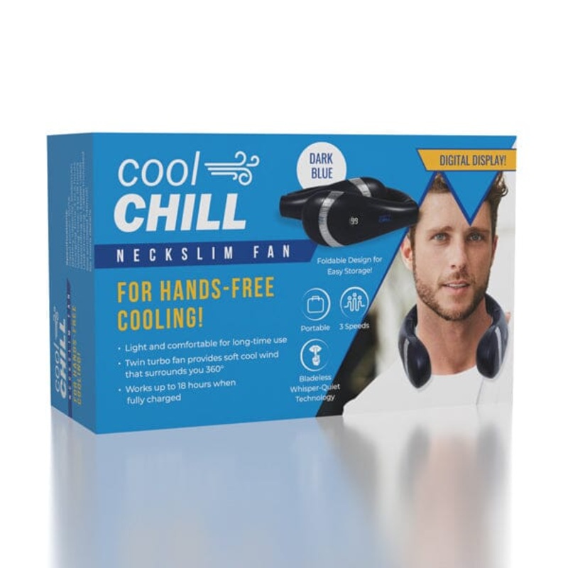Cool Chill: Foldable NeckSlim Fan With Digital Display in Dark Blue
