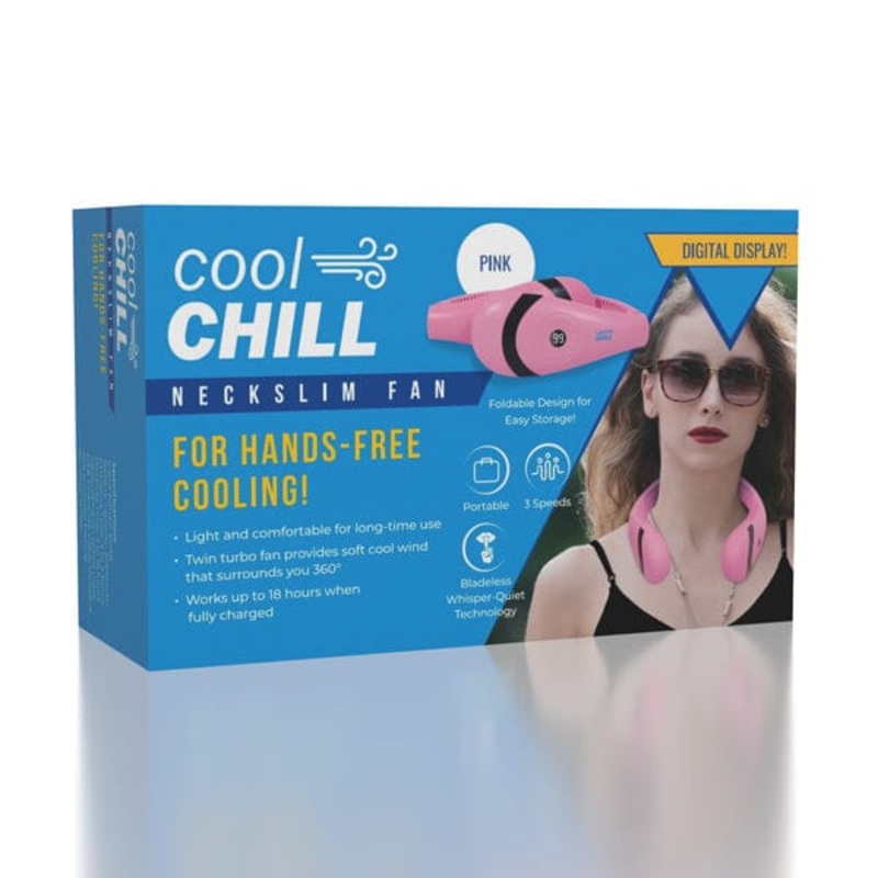 Cool Chill: Foldable NeckSlim Fan With Digital Display in Pink