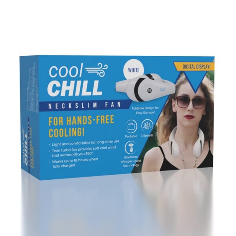 Cool Chill: Foldable NeckSlim Fan With Digital Display in White