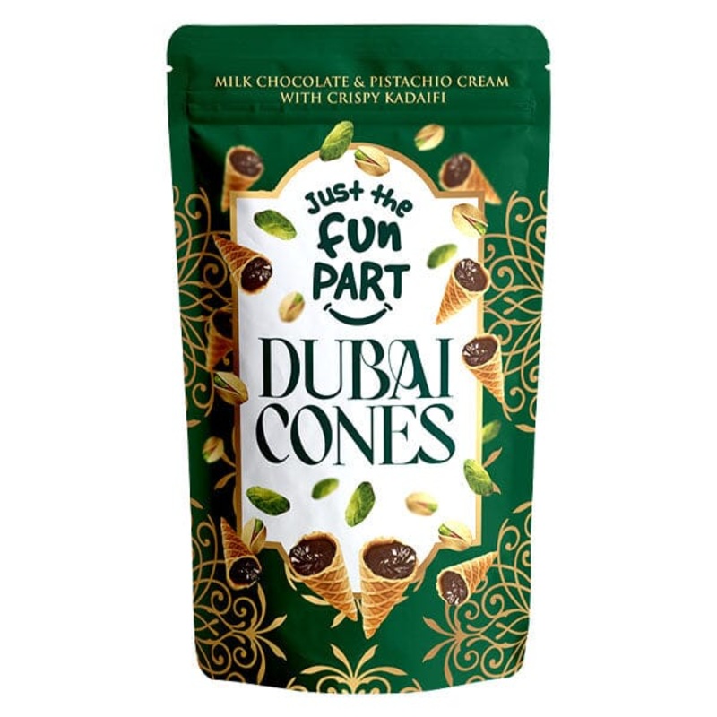 Just The Fun Part Dubai Chocolate Pistachio Kadaifi Filled Bite-Size Crispy Mini Waffle Cones (120g)