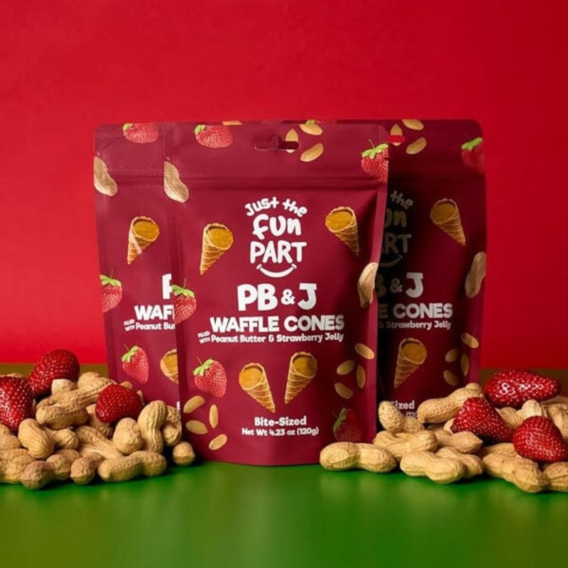 Just The Fun Part Peanut Butter & Jelly Filled Bite-Size Crispy Mini Waffle Cones (120g) Multiple Flavors