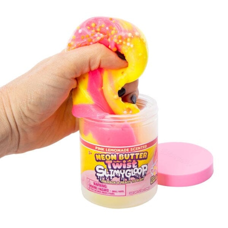 SlimyGloop Pink Lemonade Neon Butter Twist Pre-Made & Ready To Play Slime (6.3oz)