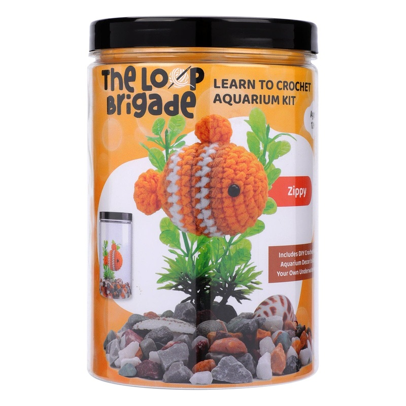 The LOOP Brigade: DIY Crochet Plush Toy Complete Kit For Beginners – Fish Aquarium (Multiple Colors)